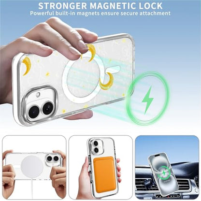 Magnetic Case for iPhone 15 Plus iPhone 14 Plus Design On Clear Base, Compatible with MagSafe, Slim Protective Soft TPU Bumper Phone Cover Women Girls Case -Clear Celestial Moon Stars - color: Clear Celestial Moon Stars, size: iPhone 15 Plus iPhone 14 Plu