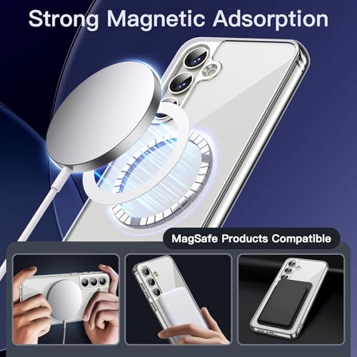 JETech Magnetic Case for Samsung Galaxy S24, Compatible with MagSafe, Clear | Shockproof Protective Phone Cover, Scratch Resistant Clear Back - color: Clear, size: Galaxy S24