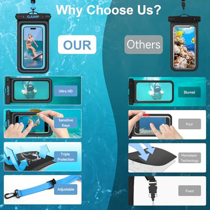Waterproof Phone Pouch Floating, 2 Pack IP68 Dry Bag Cell Phone Case | Waterproof Phone Case with iPhone 17 16 15 14 Pro Max, Snorkeling Beach Swimming Cruise Travel Essentials, Lanyard Included - color: Blue*2