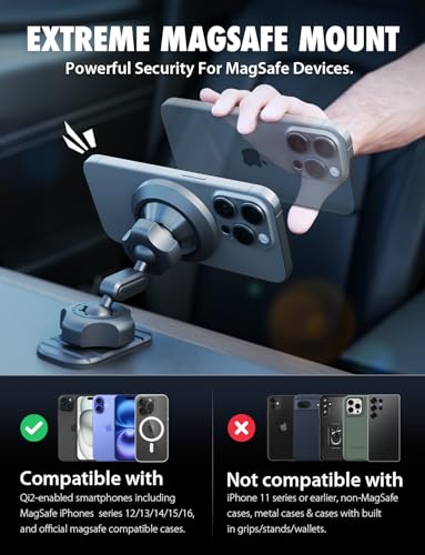 Bracketron MagAlign Pro MagSafe Car Phone Holder Mount, Vent & Dash, 360°