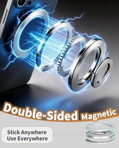 Ultra-Thin Magnetic Phone Ring Holder Grip for Magsafe Accessories - color: silver