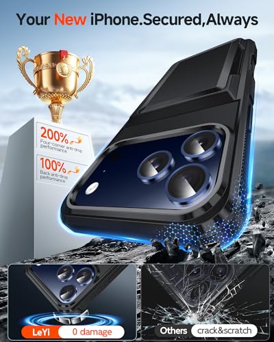LeYi for iPhone-17-Pro Wallet Case: Black i Phone iphone17 17pro with Card Holder Cover iPone iohone Protective Funda para Military Grade Heavy Duty Men Phone17 iphone17pro Procase, Black - color: Black, size: iPhone 17 Pro 6.3''