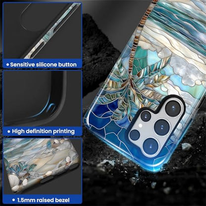 Case for Samsung Galaxy S26 Ultra, 2 in 1 PC Hard Shell & Silicone Inner Bumper, Anti-Scratch Full-Body Cover Shockproof Slim Design -Beach Palm Tree - color: Beach Palm Tree, size: Galaxy S26 Ultra