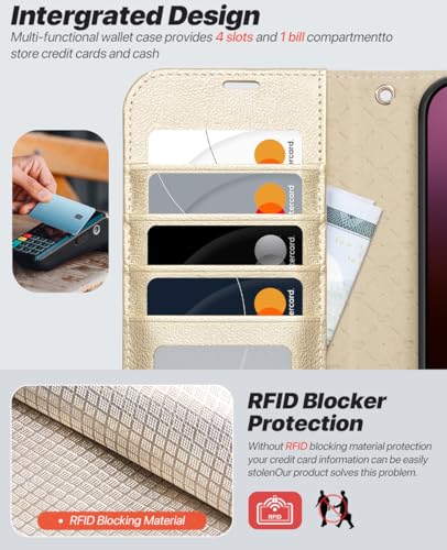 OCASE for iPhone 16 Pro Max Case Detachable Wallet Case with Card Holder, 2 in 1 Pu Leather Flip Folio with RFID Blocking Stand Wrist Strap Shockproof Phone Cover 6.9 Inch 2024, Gold - color: Gold, size: iPhone 16 Pro Max