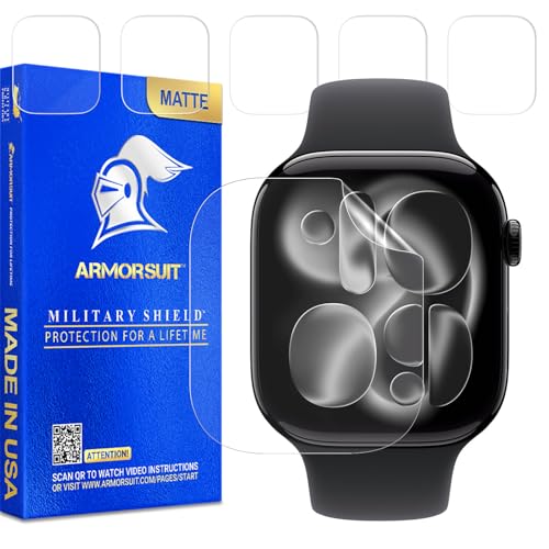 ArmorSuit 6 Pack for Apple Watch Series 11 46mm, Series 10 (46mm) Matte Screen Protector Anti-Glare MilitaryShield TPU Film - Made in USA - size: Matte 46mm