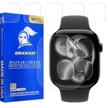 ArmorSuit 6 Pack for Apple Watch Series 11 46mm, Series 10 (46mm) Matte Screen Protector Anti-Glare MilitaryShield TPU Film - Made in USA - size: Matte 46mm