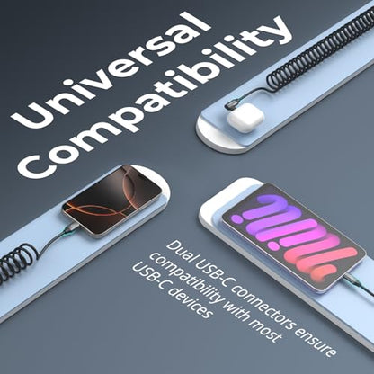 SMALLRIG USB-C to USB-C Coiled Data Cable (Straight to Angled) - 4792 - size: 1.15-3.28 ft, style: Straight to Angled Coiled