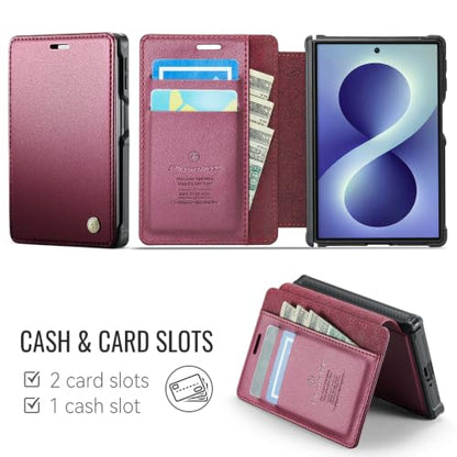 for Samsung Galaxy Z Fold 8 - Case Wallet Magnetic Slim, Wine Red - color: Wine Red, size: Samsung Galaxy Z Fold 8