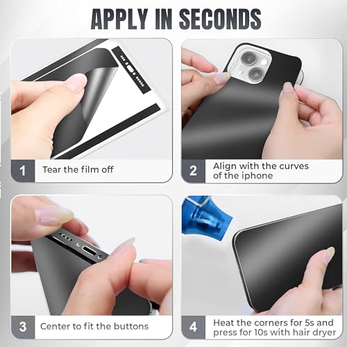 2Pcs Skin Wrap Compatible for iPhone 14 – Slim Decal Vinyl Protective Film for Sides & Back – Sleek Fit, Premium Look – Compatible with All iPhone 14 Cases - Black - color: Black