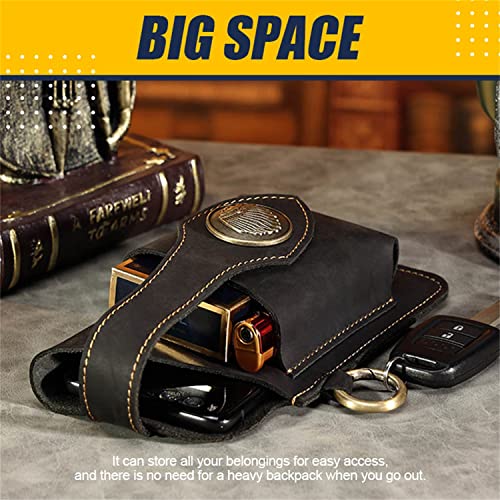 2023 New Multifunctional Leather Mobile Phone Bag with Belt Clip, Premium Rugged Leather Cell Phone Holster with Belt Loop, Belt Phone Pouches Holder for All Phones (Brown) - color: Brown