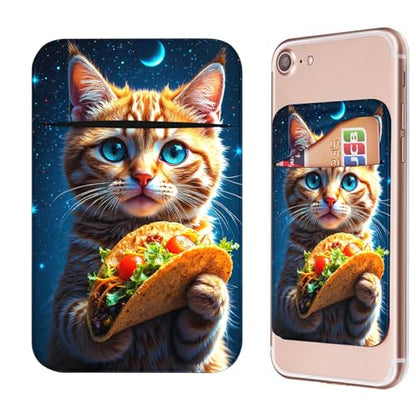 Phone Credit Card Holder Stick on, Cell Phone Pocket Self Adhesive Stretchy Stick on Wallet ID Credit Card Case Pouch Sleeve with Flap for All Smartphones, Hamburg Orange Cat - color: Hamburg Orange Cat