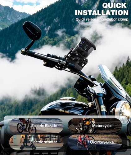 Bike Phone Holder for Handlebar, Motorcycle Phone Mount, Shock Absorbing Anti-Shake Phone Mount for Bike Scooter Motorcycle, Fits iPhone, Samsung, 4.7-7.2 Inch Smartphones