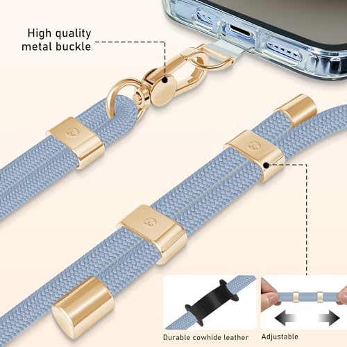 UKON Cell Phone Lanyard,Crossbody Lanyard Premium Metal Buckle Phone Charms with 2 X Phone Patch (Blue) - color: Blue