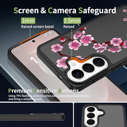 for Samsung Galaxy S26 5G Case: Cute Flowers Floral Design for Girls Women Slim Soft TPU Bumper Shockproof Cherry Blossom Silicone Cell Phone Cover (Lucky Fox) - color: Lucky Fox
