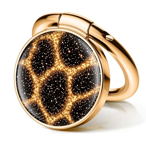 Cell Phone Ring Holder, Cute Phone Ring Grip Stand, 360°Rotation Funny Metal Kickstand Finger Grip Glitter Black Leopard - color: Glitter Black Leopard