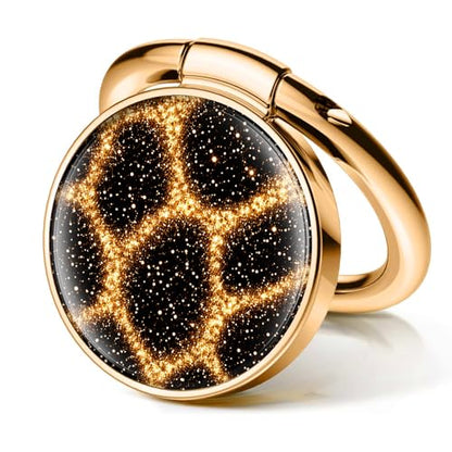 Cell Phone Ring Holder, Cute Phone Ring Grip Stand, 360°Rotation Funny Metal Kickstand Finger Grip Glitter Black Leopard - color: Glitter Black Leopard
