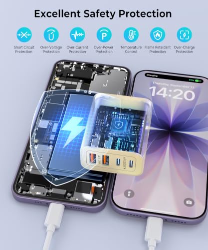 [2-Pack] USB Fast Charging Block, 4-Port 40W Multiple Charge Adapter - color: 40W 2Pack Soft Yellow