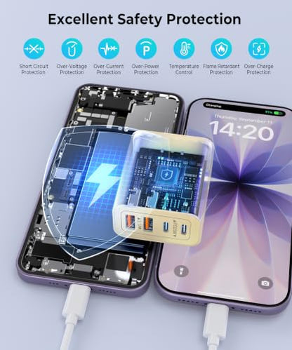 [2-Pack] USB Fast Charging Block, 4-Port 40W Multiple Charge Adapter - color: 40W 2Pack Soft Yellow