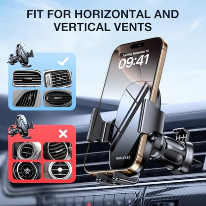 miracase Upgraded-2nd Generation Universal Phone Holders for Your Car, Hands Free Air Vent Car Phone Holder Mount Compatible with iPhone 16/15/14/13/12/11 Series and All Phones - style: Navy Blue