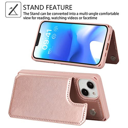 Cavor for iPhone 14 Wallet Case with Card Holder for Women, Rose Gold - color: C-Rose gold