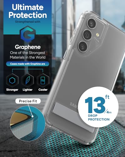 ZAGG Crystal Palace Samsung Galaxy S24 Ultra Case with Kickstand - Ultra-Slim, Graphene-Enhanced, Crystal Clear Protection, 13ft Drop Resistant, Eco-Friendly, Clear - size: Samsung Galaxy S24 Ultra, style: Without Snap