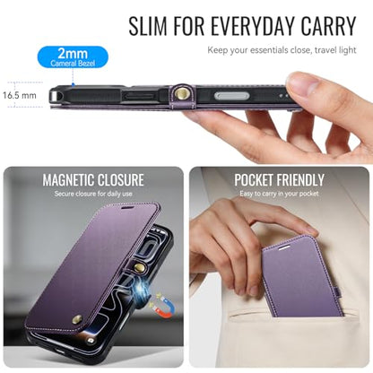 for iPhone 17 Pro Max Slim Case Wallet Wireless Charging, Purple - color: Purple, size: iPhone 17 Pro Max - 6.9"