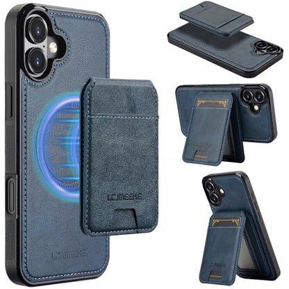 L3 2 in 1 Detachable Leather Wallet and Phone Cases Compatible with iPhone 17 Case with Card Holder RFID Blocking, Compatible with Magsafe Charging 6.3 Kickstand (Blue, IP 17) - color: Blue, size: 6.3 inches