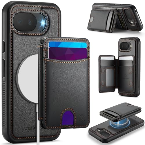 Wallet Case for Google Pixel 10a Compatible with MagSafe for Men Women, 2 in 1 Detachable Magnetic Phone Case with Card Holder Kickstand RFID Blocking for Pixel 10a (Black) - color: Black