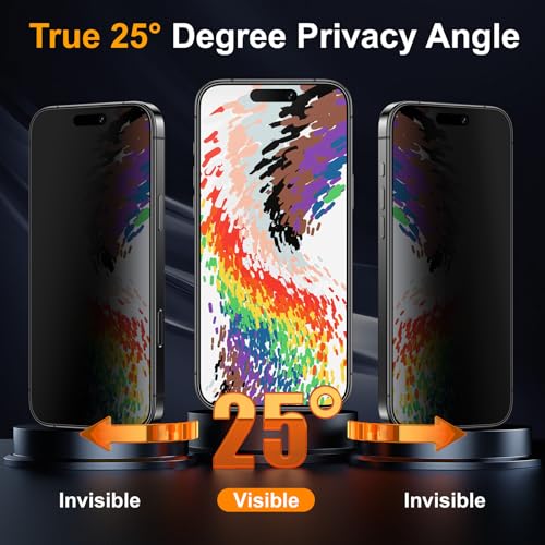 2 Pack Matte Privacy Screen Protector for iPhone 16 Plus / iPhone 15 Plus 6.7-inch with Easy Installation Tool, Anti Spy Anti Glare 9H Tempered Glass Film, Dynamic Island Compatible, Case Friendly - size: iPhone 16 Plus/15 Plus-6.7 Inch