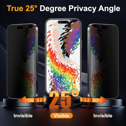 2 Pack Matte Privacy Screen Protector for iPhone 16 Plus / iPhone 15 Plus 6.7-inch with Easy Installation Tool, Anti Spy Anti Glare 9H Tempered Glass Film, Dynamic Island Compatible, Case Friendly - size: iPhone 16 Plus/15 Plus-6.7 Inch