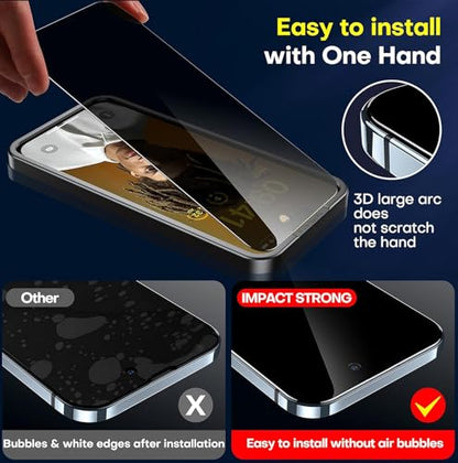 ImpactStrong Anti-Spy Privacy Screen Protector for iPhone 15 Pro Max (6.7-Inch), 9H Tempered Glass, Shatter-Resistant, Anti-Scratch, Easy Install Kit, Case Friendly, 2-Pack - size: iPhone 15 Pro Max