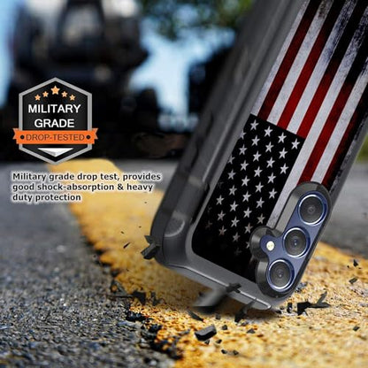 Compatible for Samsung Galaxy A15 5G Old American USA Flag Case with Screen Protector [Military Grade Protection] Heavy Duty Shockproof 6.2inch - color: American Flag