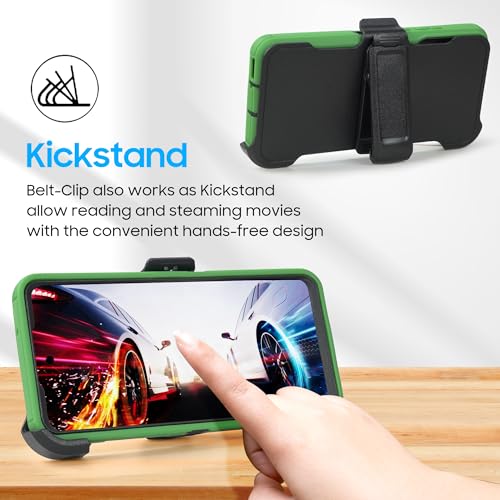 Compatible for Samsung Galaxy S26 Plus Case, Military Grade Drop Protection Rugged Shockproof Cover with Built-in Screen Protector, Belt Clip Holster Full-Body Case (Green) - color: Green
