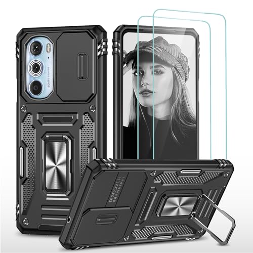 Moto Edge Plus 2022 Case with Screen Protector Slide Camera Cover, Black - color: ZS Black, size: Moto Edge Plus (2022)