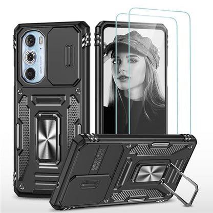 Moto Edge Plus 2022 Case with Screen Protector Slide Camera Cover, Black - color: ZS Black, size: Moto Edge Plus (2022)