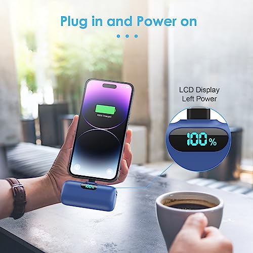 [2 Pack]Small Portable Charger for iPhone14/13,Upgraded 5000mAh PD Fast Charging Power Bank,Mini Portable Phone Charger Compatible with iPhone 14/14 Pro Max/13/13 Pro/12 Pro/11/XR/X/8/7/6-Black+Blue - color: Black+Blue
