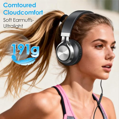 INFURTURE USB C Headphone for Kids & Adults Over-Ear Headphone with HD Mic - color: Black