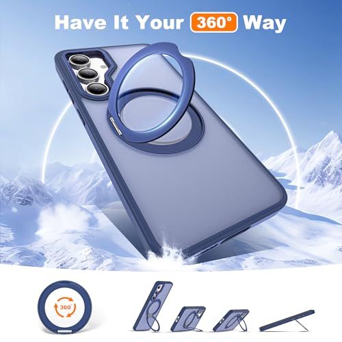 for Samsung Galaxy S23 FE Case with 360° Spin Stand,Blue | 360° Spin Magnetic Ring Stand,Compatible with Magsafe,Military Protection Phone Case - color: Blue, size: Samsung Galaxy S23 FE