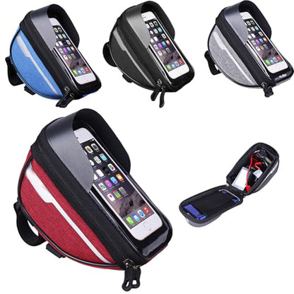 Hard Casing Bike Bag, Lightweight and Durable Waterproof Phone Holder in Red, Sensitive Touchscreen for Phones up to 6.4 inches, Perfect Bike Accessories - 7"x4" / 18x10 cm - color: Red