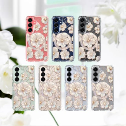 for Samsung Galaxy S24/S25 Magnetic Case【Compatible with MagSafe】 Aesthetic Oil Painting Stained Glass Flower Design, Slim Fit Hard PC Back Shockproof Cute Clear Phone Cover, Light Pink - color: Light Pink, size: Galaxy S25/S24
