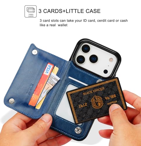 for iPhone 17 Pro Max Wallet Case with Screen Protector, Slim PU Leather Protective Case with Card Holder[RFID Blocking] Kickstand Cover 6.9“-Deep Blue - color: Deep Blue