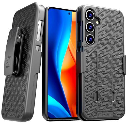 Designed for Samsung Galaxy S24 Case with Belt Clip Holster | Rugged Holster & Protective Phone Case Combo with Anti-Slip Texture - Black - style: Galaxy S24