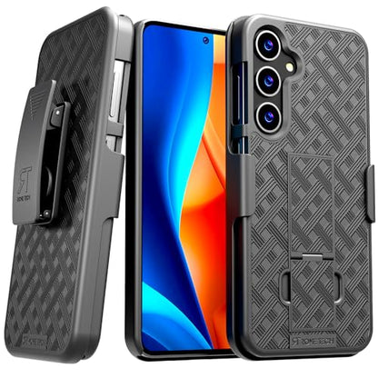 Designed for Samsung Galaxy S24 Case with Belt Clip Holster | Rugged Holster & Protective Phone Case Combo with Anti-Slip Texture - Black - style: Galaxy S24