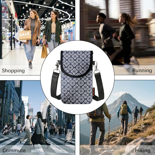 Neoprene Phone Sleeve Pouch Case Bag for Men Women w/Crossbody Strap/Neck Lanyard for iPhone 17/16/15/14 Pro Max, Samsung S25，Pixel 10 - color: Dark Blue Cell Phone Sleeves
