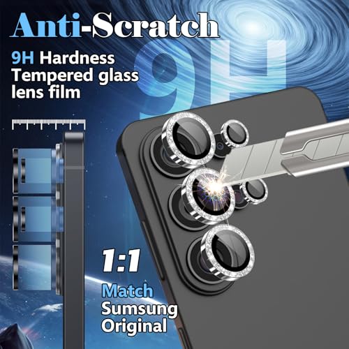 Camera Lens Protector for Samsung Galaxy S26 Ultra, AR Glass Metal Ring - color: Glitter Whitesilver