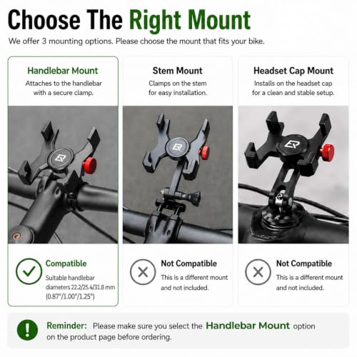 ROCKBROS Aluminum Bike Phone Mount for 4.7-7.1" Phones Handlebar Mount - style: Handlebar Mount