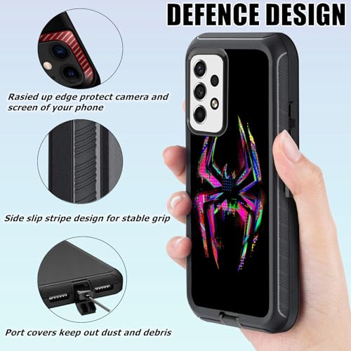 Compatible for Samsung Galaxy A53 5G Case with Screen Protector, Spider Cool Full Body Heavy Duty Galaxy A53 Case for Boys Men Black Shockproof 3-Layer Protective Case 6.5IN - color: Gray