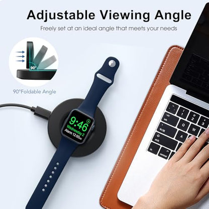 Upgraded for Apple Watch Charger, Foldable Travel Fast Charging Dock - color: Black