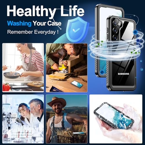 xiwxi for Samsung Galaxy S22 Case Waterproof,[IPX8 Underwater Case][Full Body Shockproof & Military Dropproof] Clear Sound Quality Built-in Screen Protector for Samsung S22 6.1 inch-Black - size: For Samsung S22-6.1"