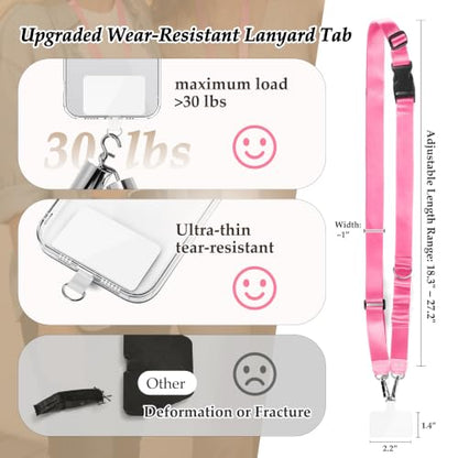 Multifunctional Phone Lanyard Adjustable Anti-Theft Crossbody Phone Strap - color: Pink